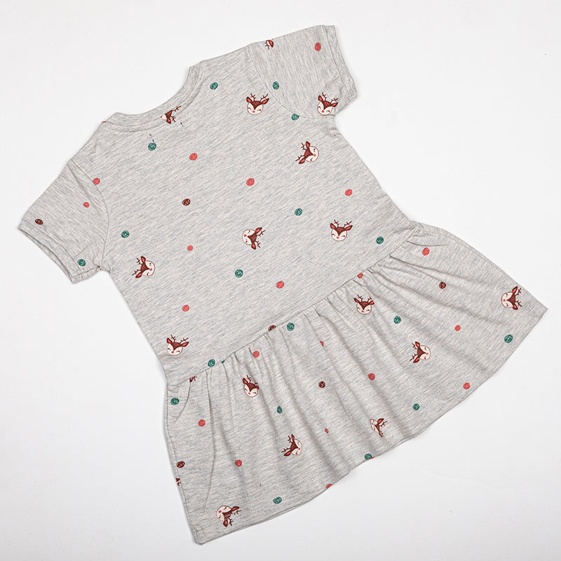 Toddler Girls Dots Print Dress Grey