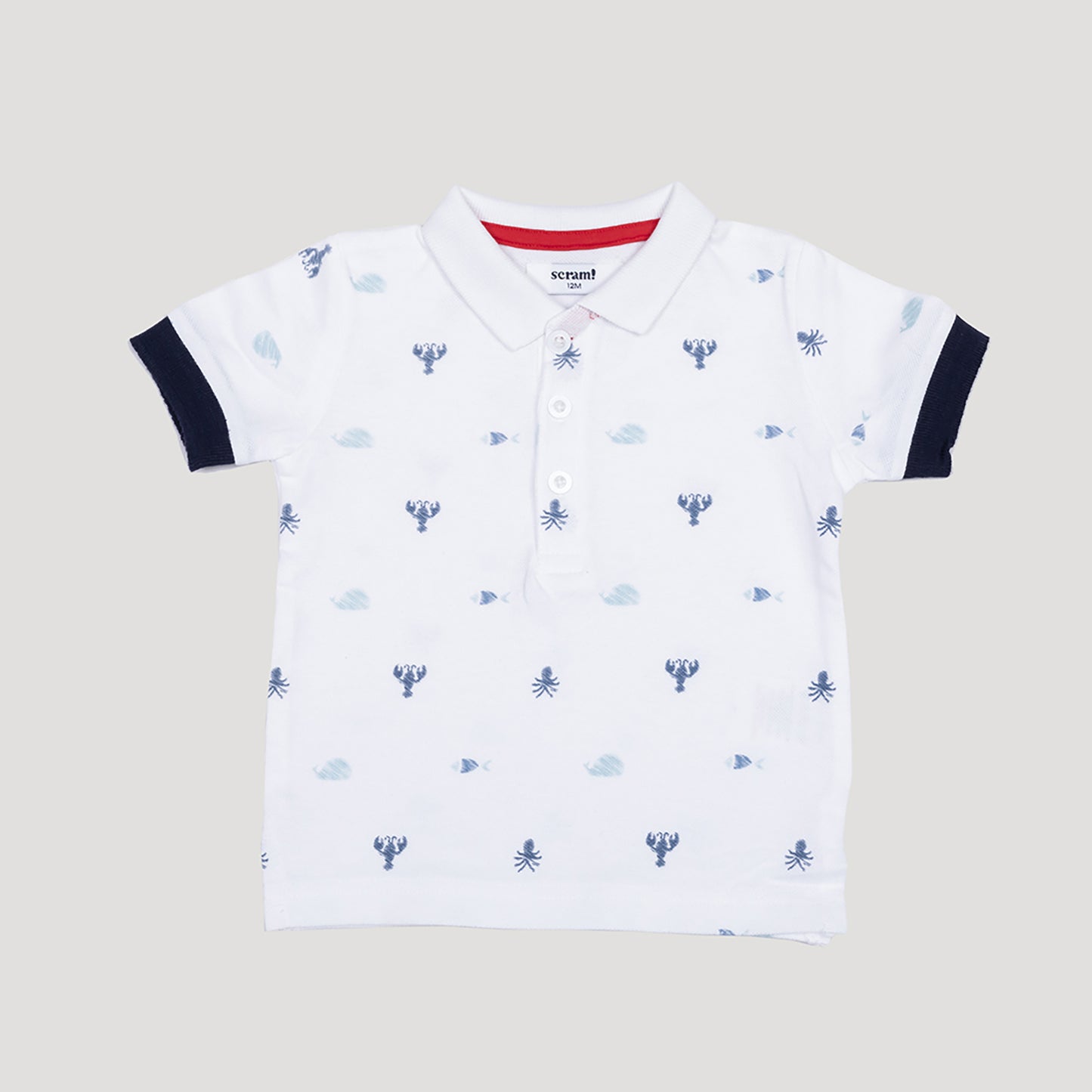 Boys Polo Print T-Shirt White