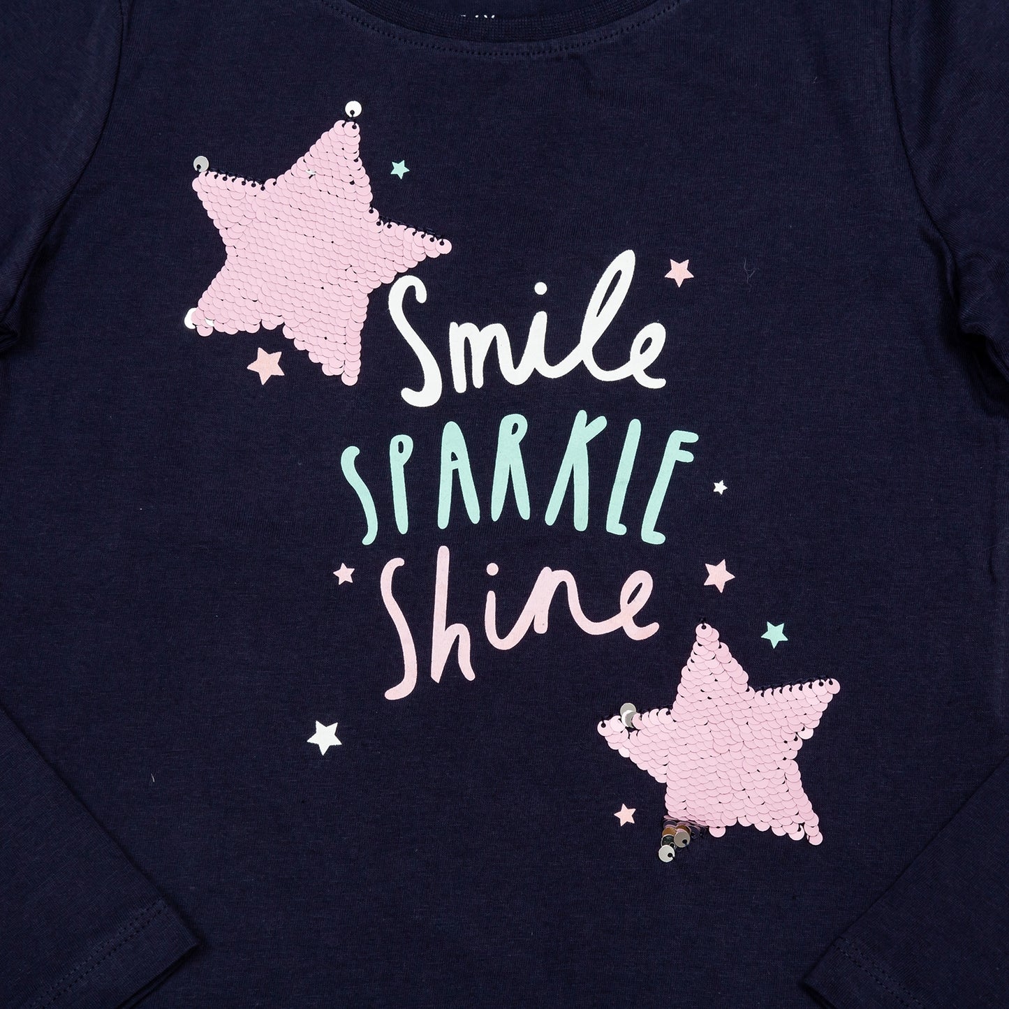Toddler Girls Smile Sparkle Shine Tee Navy