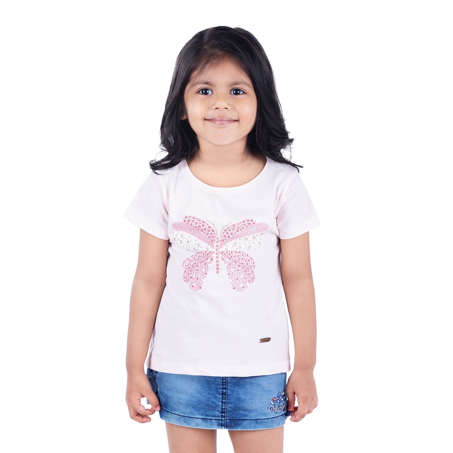 Toddler Girls Cute Butterfly Tee White