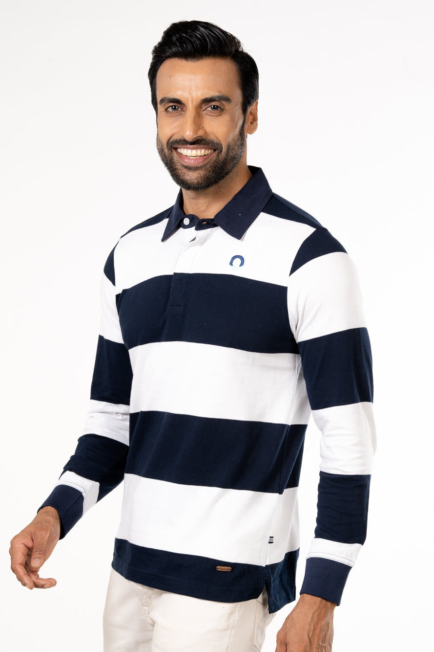 The Striped Fleece Sweatshirt Navy Blue