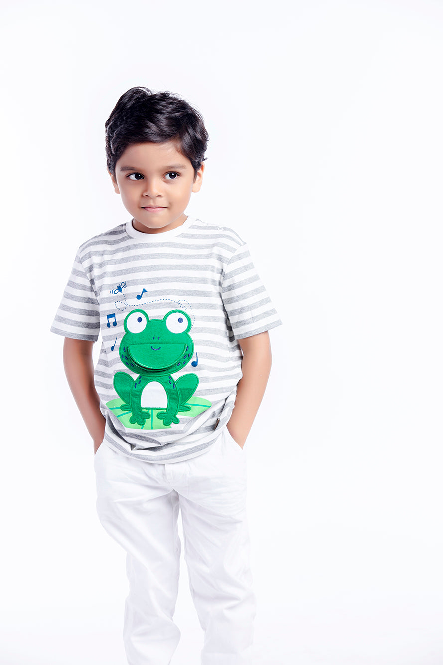 Toddler Boys Clef Frog White Tee