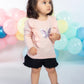 Toddler Girls Ruffle with Butterfly Tee Light Peach