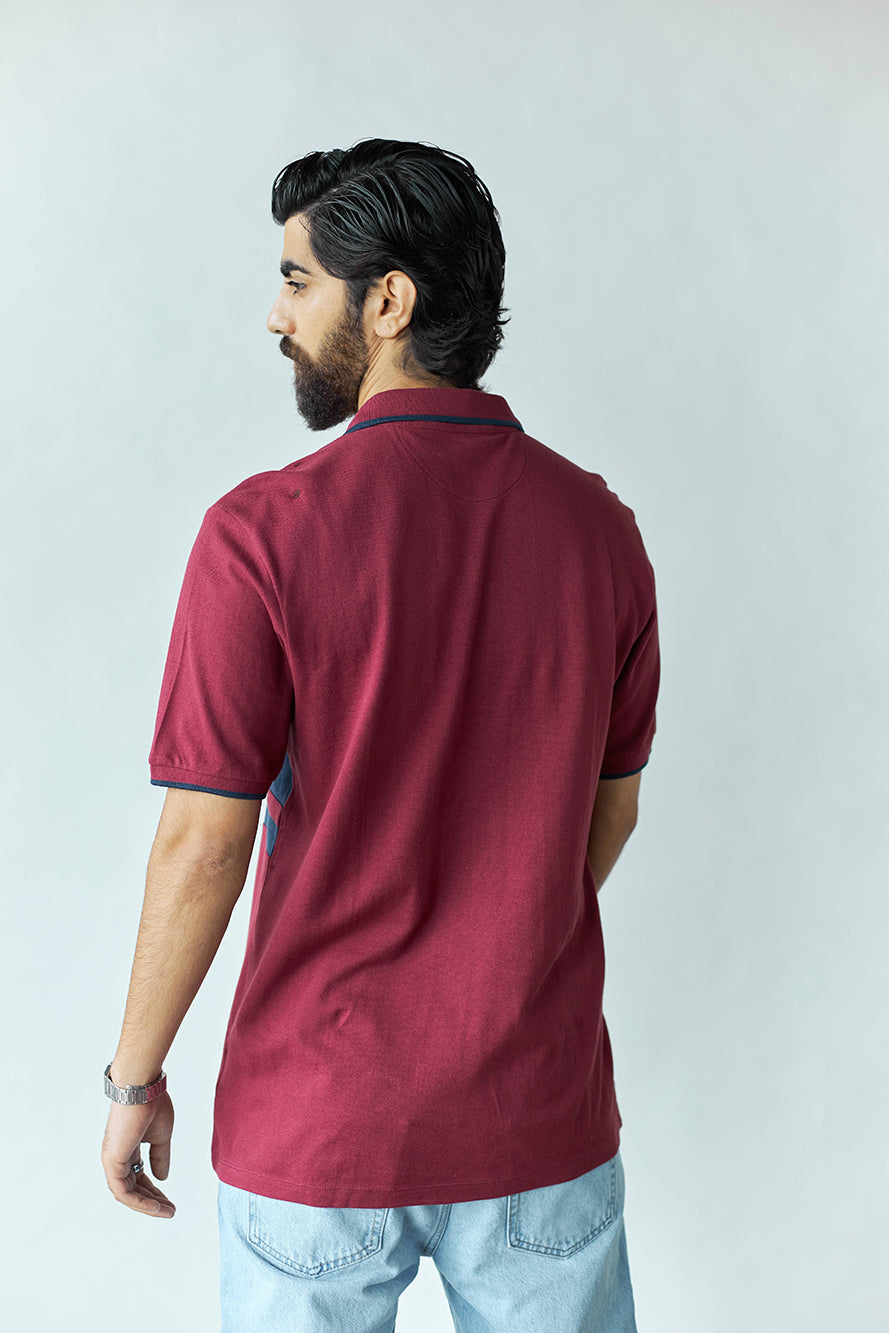 The Chest Insert Polo Wine Red